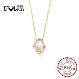 Pendant Necklaces layering clap Hamsa Hand 925 silver Necklace Gold Plated Hollow Cubic Zirconia Pendant gold plated necklace 240419