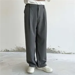 Men's Suits Grey Black Suit Pants Men Fashion Social Mens Dress Korean Loose Straight Wide Leg Office Formal Trousers M-2XL