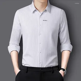 Men's Dress Shirts Leisure Work Striped Shirt With Long Sleeves Ly Arrived Slim Fit Business Coat Trendy Brand Top