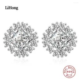 Stud Earrings Elegant Square Shaped Cubic Zirconia Bridal 925 Sterling Silver Luxury Wedding Jewellery For Brides