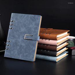 Office & Business Notebook Loose Leaf Magnetic Buckle Diary Work Planner 100 Sheets Paper Journal Memo Notepad PU Leather Cover