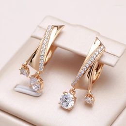 Dangle Earrings Kinel Trend Glossy Earring For Women Unusual 585 Rose Gold Colour Natural Zircon Drop Daily Fine Jewellery 2024