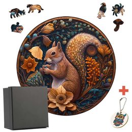3D Puzzles Unique Animals Wooden Jigsaw Puzzles For Adults Kids Wooden Puzzle Educational Toys Gifts Wood Diy Crafts Squirrel Puzzle Games 240419
