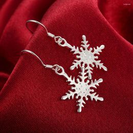 Dangle Earrings Charms Snowflake Fine 925 Sterling Silver Drop For Women High Quality Fashion Party Wedding Jewellery Christmas Gift