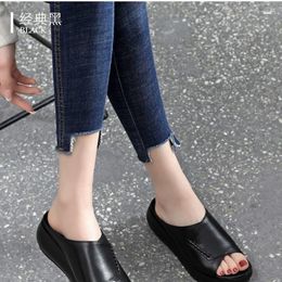 Dress Shoes 2024 Summer Platform Round Toe Shallow Mouth Open Sandals Outdoor Simple Casual Solid Color Women's