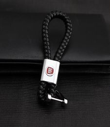 Braided Leather Car Badge Key Ring Rope Woven Keychain Charm auto Key Chain for ford benz audi bmw fiat Peugeot MINI8497202