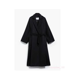 Women's Coat Cashmere Coat Designer Fashion Coat MAXMARAs Camel Bathrobe Coat Black