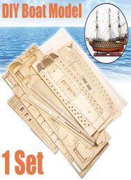 1 Set DIY Handmade Assembly Ship Wooden Sailing Boat Model Kit Decoration Gift For Children 2109076503155