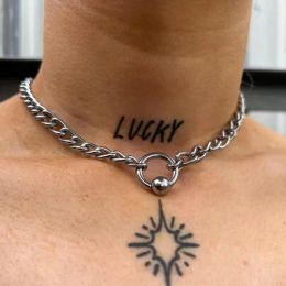 Chokers Choker Y2k Goth Egirl Style Geometric Round Circle Short Necklaces Minimalist Cool Rock Clavicle Chains For Men Women Jewelry
