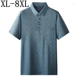 Men's Polos 8XL 7XL 6XL Summer Top Grade Breathable Shirts For Men Short Sleeve Lapel Mens Polo Shirt With Pocket Fashion Loose TShirts