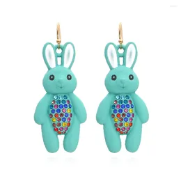 Dangle Earrings Personality Cute Cartoon Paint Rhinestone Animal Drop For Women Girls Party Jewellery Gifts