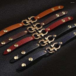 Charm Bracelets Charmsmic Spring Design Female Leather Office Lady Metal Clasp Brown Black PU Wristband Women Jewelry