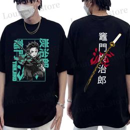 Men's T-Shirts Hot Fashion Kamado Tanjirou Printed T-shirt Anime Graphic T-shirt Womens Casual Top Cool Summer Shorts Slave T240419