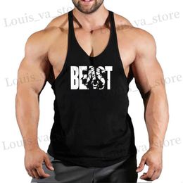 Men's T-Shirts Brand Beast Gym Tank Top Men Clothing Mens Bodybuilding Tank Tops Summer Gym Clothing for Male Slveless Vest Shirt T240419