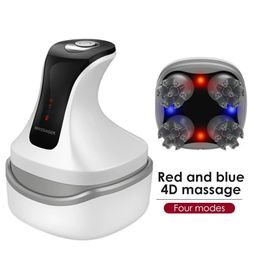 4D Scalp Massager Electric Scalp Brush Neck Shoulder Care Red Blue Light Hair Massager IPX7 Waterproof Wireless Head Massager 240417