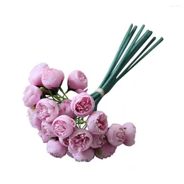 Decorative Flowers 27heads Artificial Fake Camellia Rose Bouquet Silk Flower Wedding Party Home Diy For Decoration