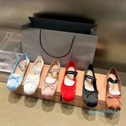 Custom Dance Shoes Training Soft Soles Comfortable Handiness Satin Dress Shoes Square Toe bowknot Ballet Flats