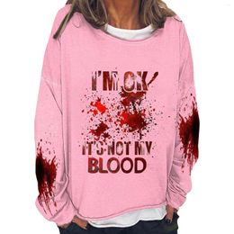 Women's Hoodies Bohemian Zip Up Hoodie It'S Not My Blood Printed Casual Long Sleeve Sweatshirt Soft Shirt Thumb Hole