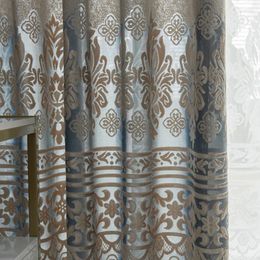 Curtain Chinese Style Hollow European Jacquard Semi Shading Printing Curtains For Living Dining Room Bedroom Custom