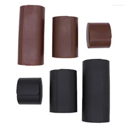 Jewellery Pouches Watch Box 3 Slots Black Dark Brown Leather Watches Storage For CASE Display Fo Drop