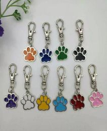 Mixed Colour Enamel Cat Dog Bear Paw Prints Rotating Lobster Clasp Key Chain Keyrings For Keychain Bag Jewellery Making4267877
