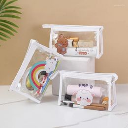 Cosmetic Bags Clear Waterproof Makeup Bag Travel Portable Skincare Toiletries Organizer Student Large Capacity Pen Stationery