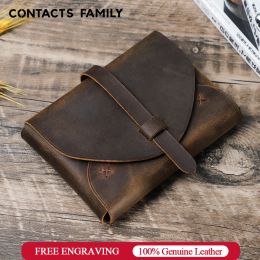 Bags Contact's Family 100% Nubuck Custom Retro Leather Book Cover Case Carrying Book Bag Holy Bible Storage Study Protective Handbag