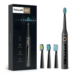 Fairywill Electric Sonic Toothbrush USB Charge FW-507 Rechargeable Waterproof Electronic Tooth Brushes Replacement Heads Adult 240419
