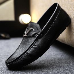 Casual Shoes Fashion Men Leather Lazy Male Breathable Slip-on Mens Driving Comfortable Loafers Moccasins