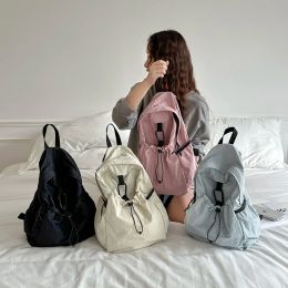 Bags 2023 New Super Lightweight Women Backpack Nylon Fabric Feminina Backpack Ruched Drawstring Girl Backpack School Travel Lady Bag