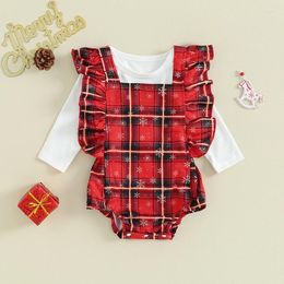 Clothing Sets Lovely Born Baby Girls Clothes Cute 2Pcs Christmas Outfits For Kids Sleeveless Ruffle Romper Long Sleeve Tops Set Infant