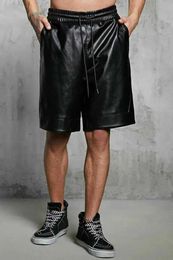 Mens Leather Shorts Genuine Soft Lambskin Sports Gym Causal Wear Pants ZL01 240412