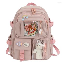 School Bags 2024Cute Women's Backpack Waterproof Multi Pocket Nylon Student Girls Kawaii Laptop Bag Mochilas