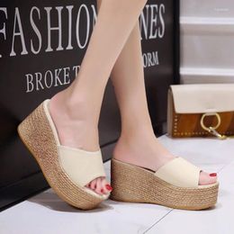 Slippers Summer Women's Shoes Wedges Platform Thick-soled Sandals One-line Wholesale
