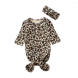 Blankets 0-6M Born Baby Girls Boys Leopard Swaddle Wrap Swaddling Sleeping Bag Blanket Headband Set