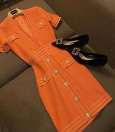 High Quality Oscars 2022 Star Arriving Women Casual Dresses Brand Designer Classic Knit Fashion Letter Pattern Summer Short Sleeve4897343