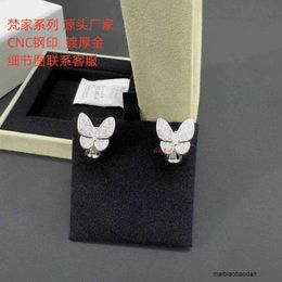 Top Quality Classic Style 925 Sterling Silver Fanjia Full Diamond Butterfly Earrings Plated with 18K Gold Inlaid High Edition