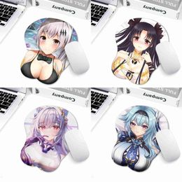 Mouse Pads Wrist Rests Clearance low price animation silicone 3D mouse pad Leica fabric wrist strap cartoon creative sexy chest mouse pad Y240419