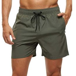 Men's Shorts Elastic Closure Mens Swim Trunks Quick Dry Beach Shorts with Zipper Pockets and Mesh Lining 240419 240419