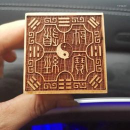 Decorative Figurines Taoist Magic Tools Supplies Peach Wood Single Side Seal Scripture Shibao Wanzi Bagua