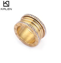 3 Colours Stainless Steel Bague Femme Trendy Cubic Zircon Wedding rings For Women Roman Numerals Anillos Mujer Jewelry2623597