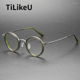 Sunglasses Frames Japanese Pure Titanium Eyeglasses Frame Men Designer Retro Small Round Eyewear Female Ultra-Light Myopia Glasses