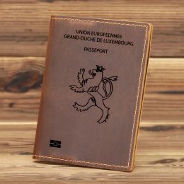 Holders Full Genuine Leather Luxemburg Passport Cover Cowhide Leather Luxembourg Passport Checker Holder Travel Wallet Accessories