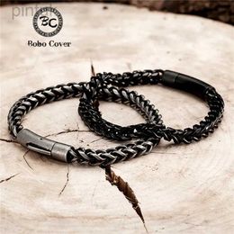 Chain Vintage Black Chain Bracelets for Men Punk Gold Colour Stainless Steel Curb Cuban Link Chain Accessories Charm Jewellery Punk Gifts d240419