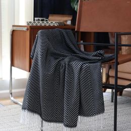 Blankets Herringbone Pattern Sofa Blanket Ultra Soft Decorative Bed Living Room Solid Wood Chair Tassel Sheet