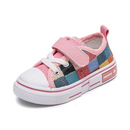 Childrens Casual Shoes Toddlers Kids Canvas Sneakers for Boys Girls Fashion Classic Chequered Soft Rubber Sole Spring Autumn 240415