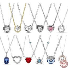 925 silver fit women necklace pendant heart Classic Dazzling Heart-shaped Multi Circular Pendant