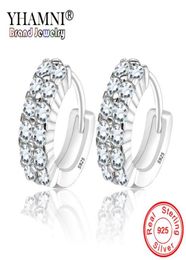 YHAMNI Original 925 Solid Silver Hypoallergenic Stud Earrings Luxury Double Row Zircon Earring for Women Girl Fashion Jewellery E1883905695