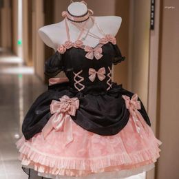 Casual Dresses Japanese Gothic Lolita Dress Women Kawaii Bow Bear Lace Pink Black Off Shoulder Princess Girls Sweet Halloween Costume