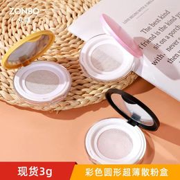 Storage Bottles Round Loose Powder Box Clamshell Elastic Net Honey Empty Mini Portable With Mirror 3color Pink Black